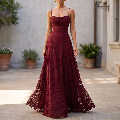 AureliaGown - Textured Floral Sleeveless Maxi Dress