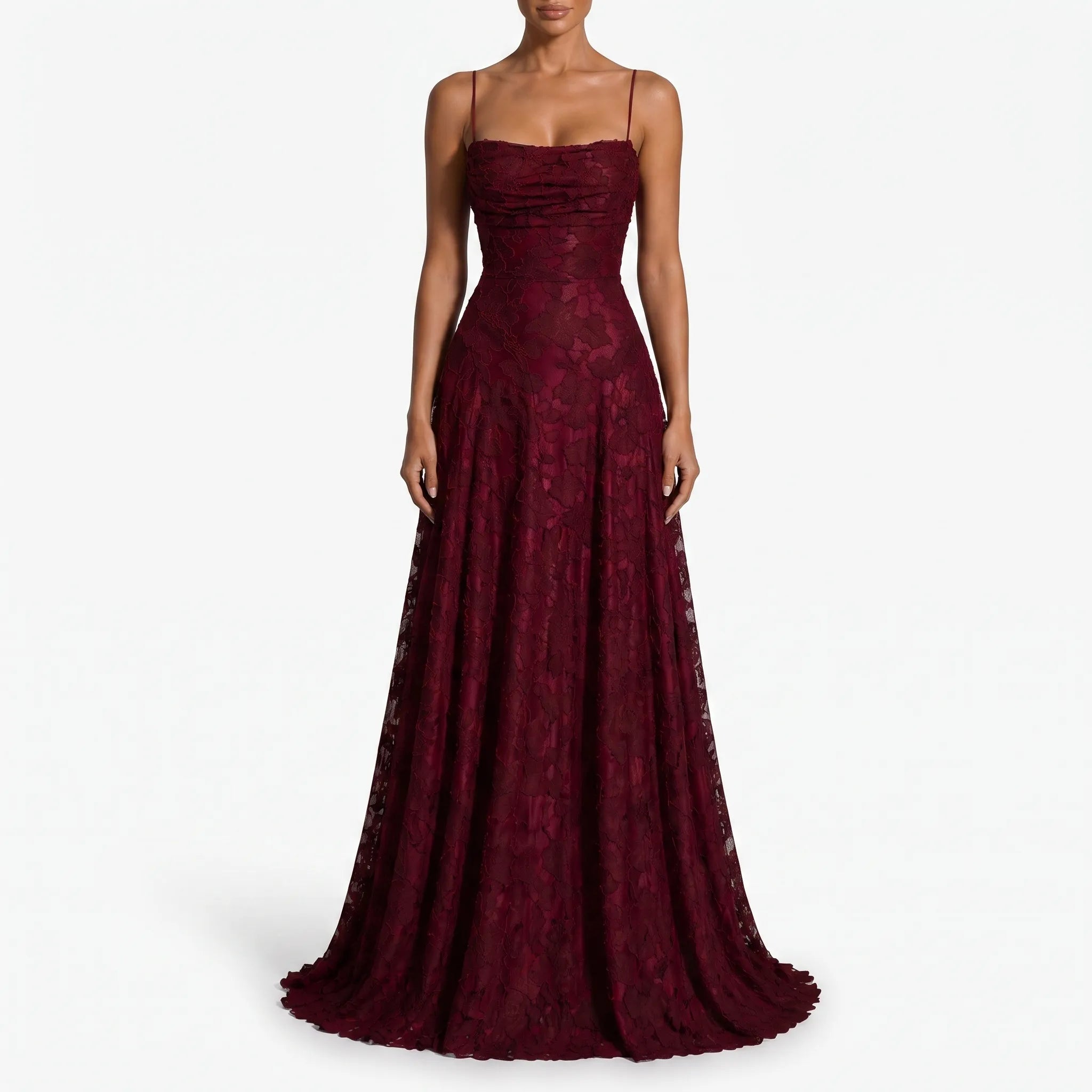 AureliaGown - Textured Floral Sleeveless Maxi Dress