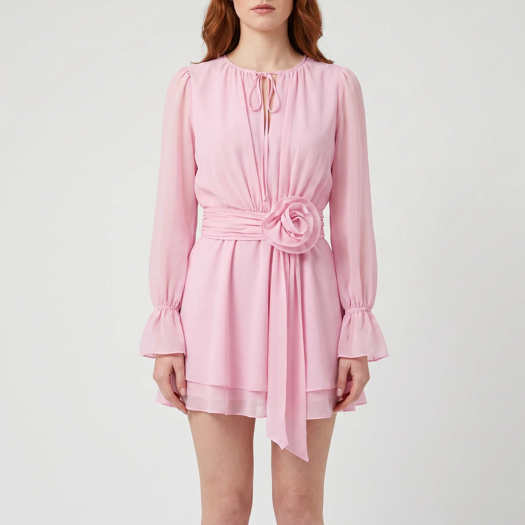 Floralia - Pink Long Sleeve Mini Dress