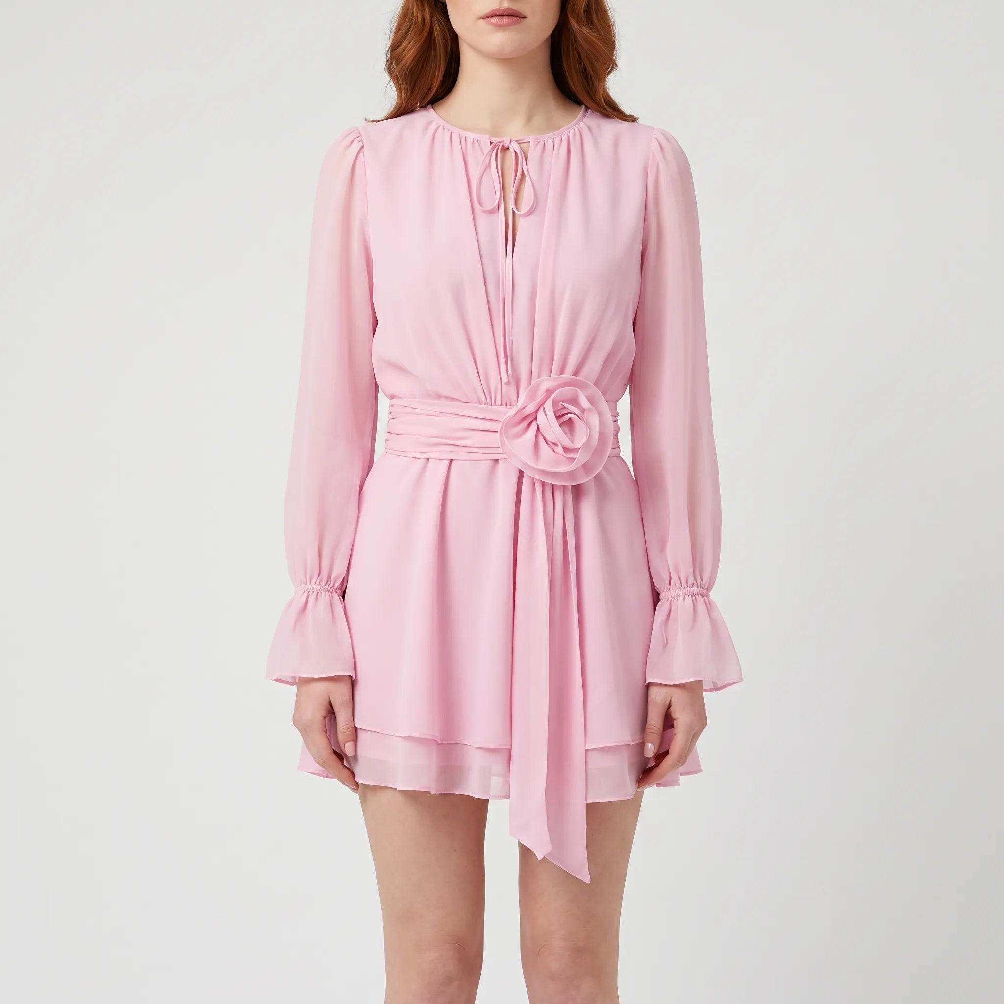 Floralia - Pink Long Sleeve Mini Dress