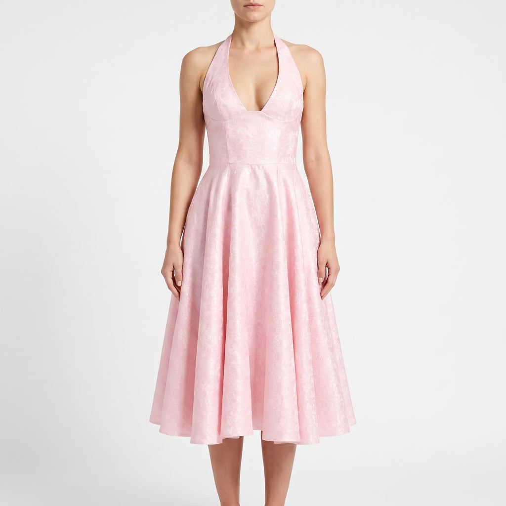 HalterBelle - Halterneck Midi Skater Dress