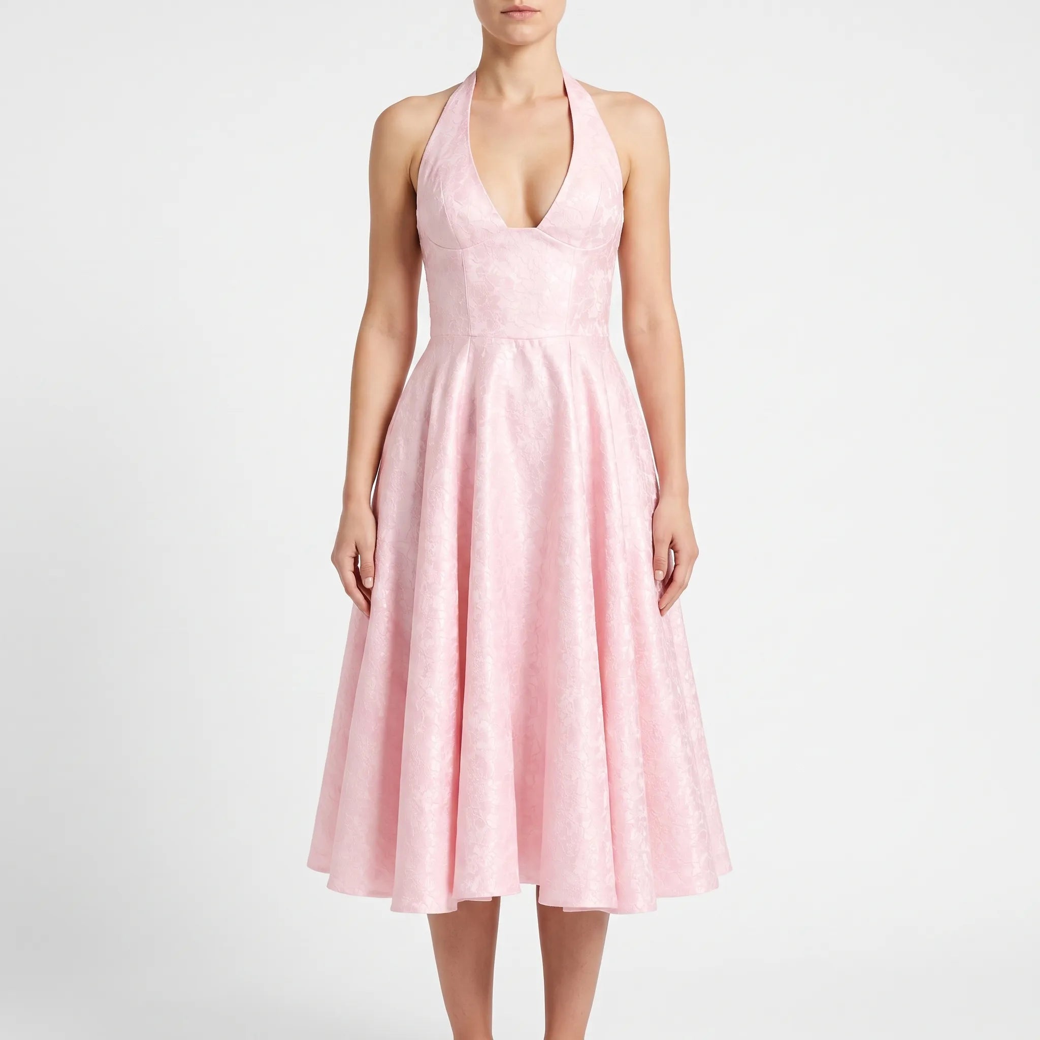 HalterBelle - Halterneck Midi Skater Dress