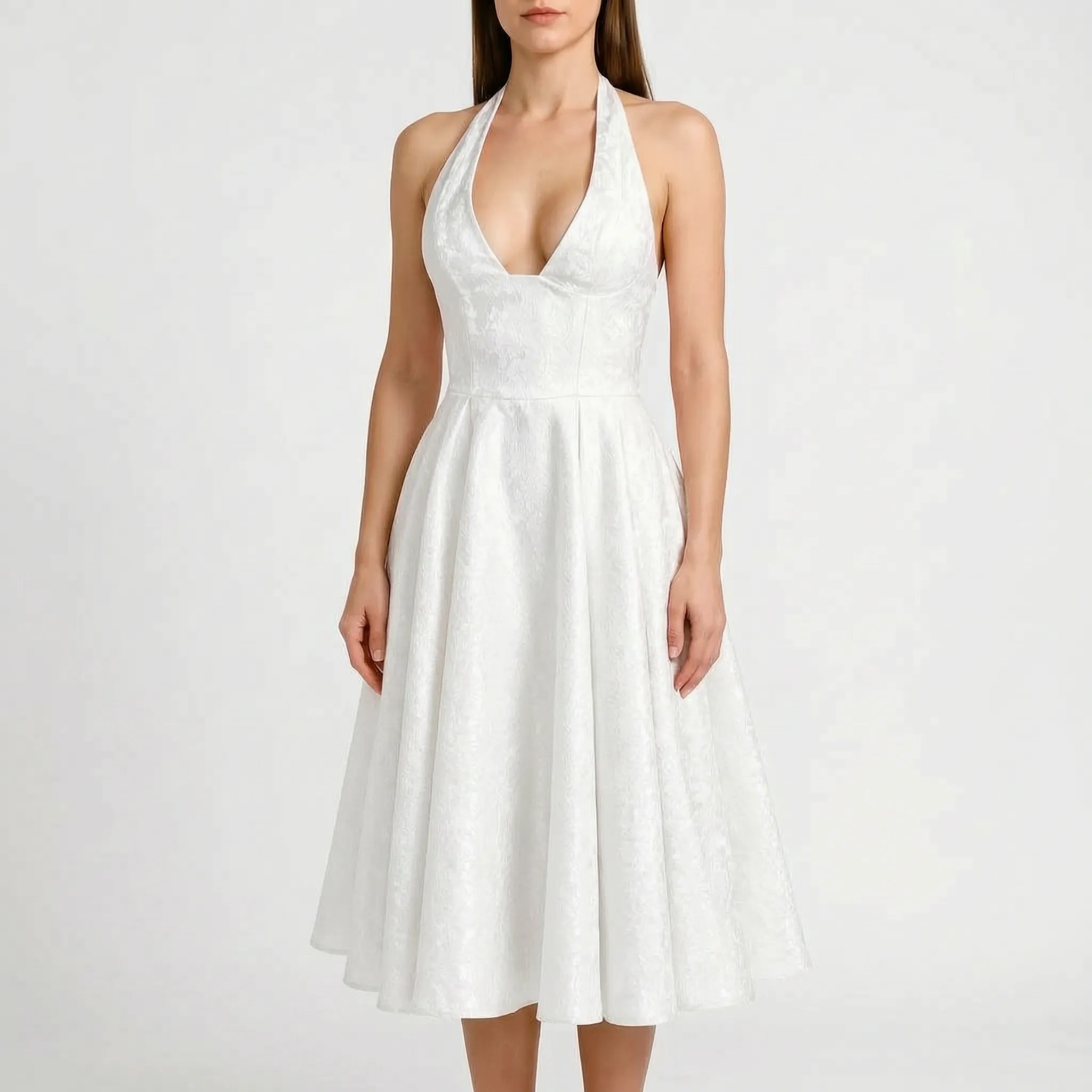 HalterBelle - Halterneck Midi Skater Dress