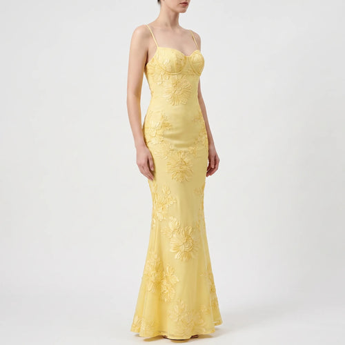 LumiMaxi - Strappy Yellow Floral Maxi Dress