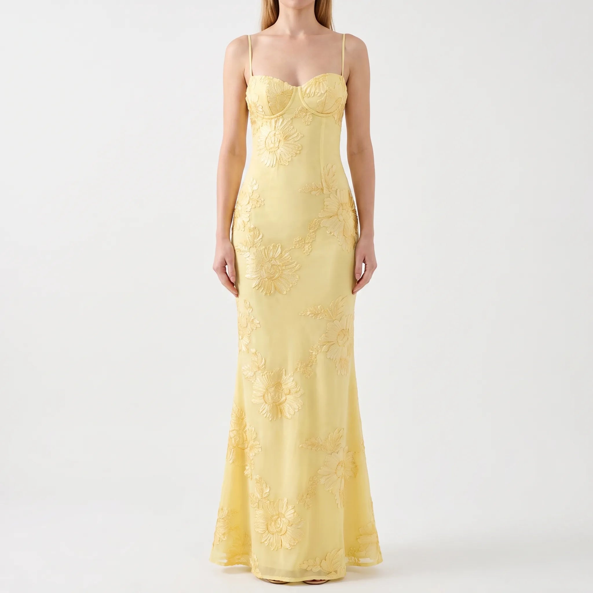 LumiMaxi - Strappy Yellow Floral Maxi Dress