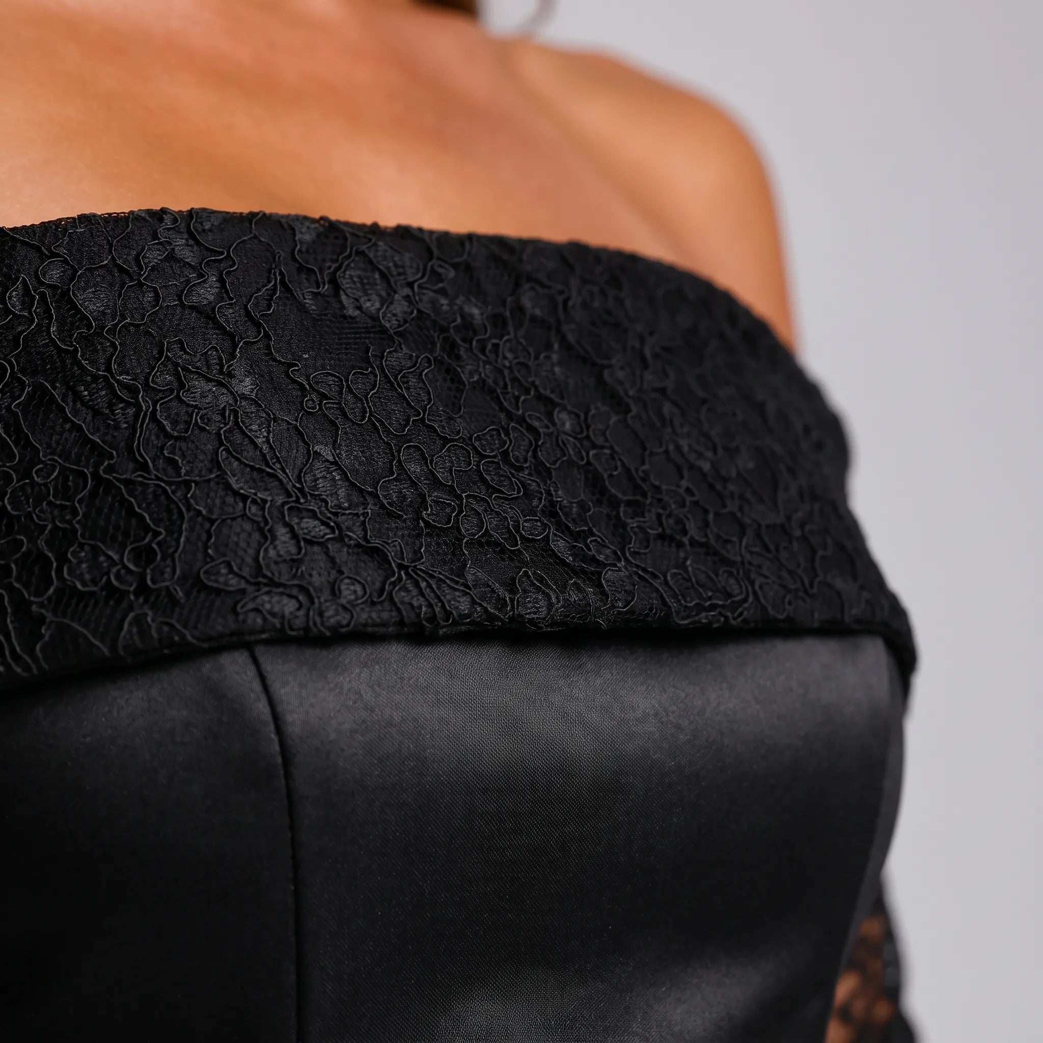 Lumina - Off-Shoulder Lace Sleeve Mini Dress