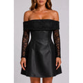 Lumina - Off-Shoulder Lace Sleeve Mini Dress