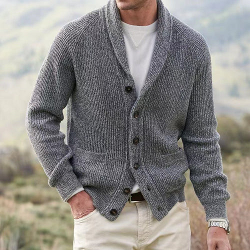 Men's Button Front Cardigan for Autumn Winter Wear