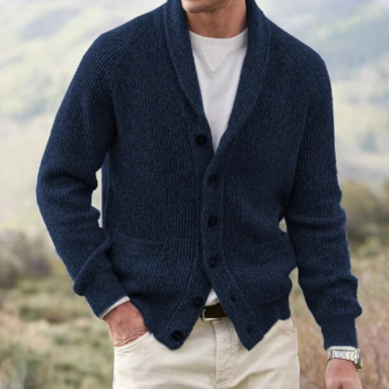 Men's Button Front Cardigan for Autumn Winter Wear