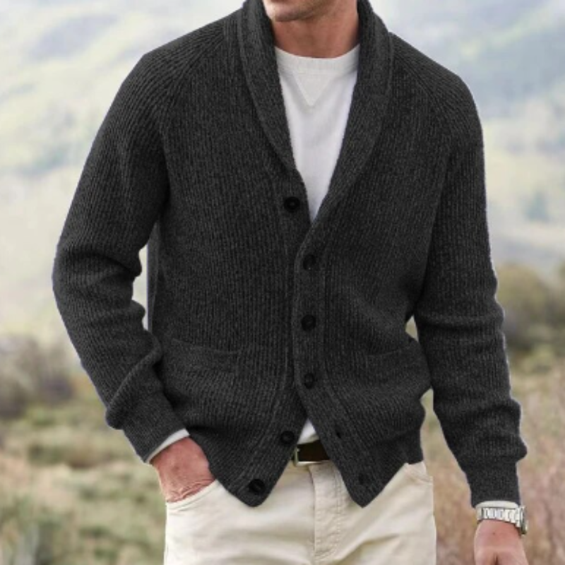 Men's Button Front Cardigan for Autumn Winter Wear
