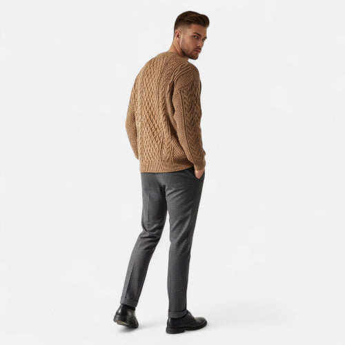 Men's Cable Knit Sweater for Autumn Winter Wear