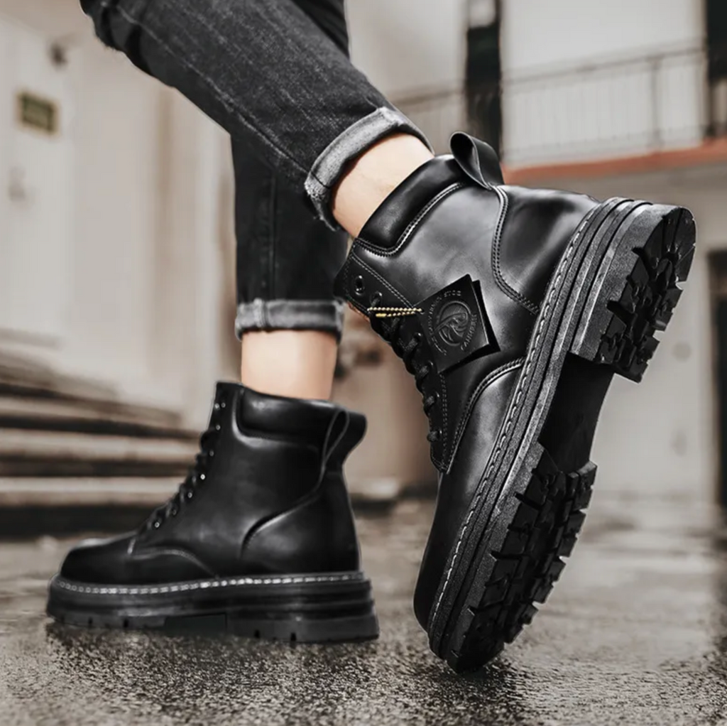 Men's Casual Lace-Up Boots for Autumn Winter Outdoors