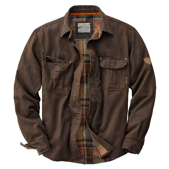Men's Casual Trucker Jacket with Plaid Lining Autumn