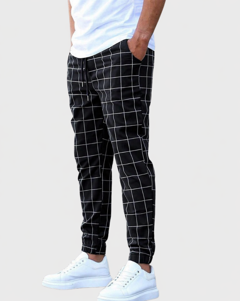 Men's Checked Jogger Trousers for Everyday Casual Wear