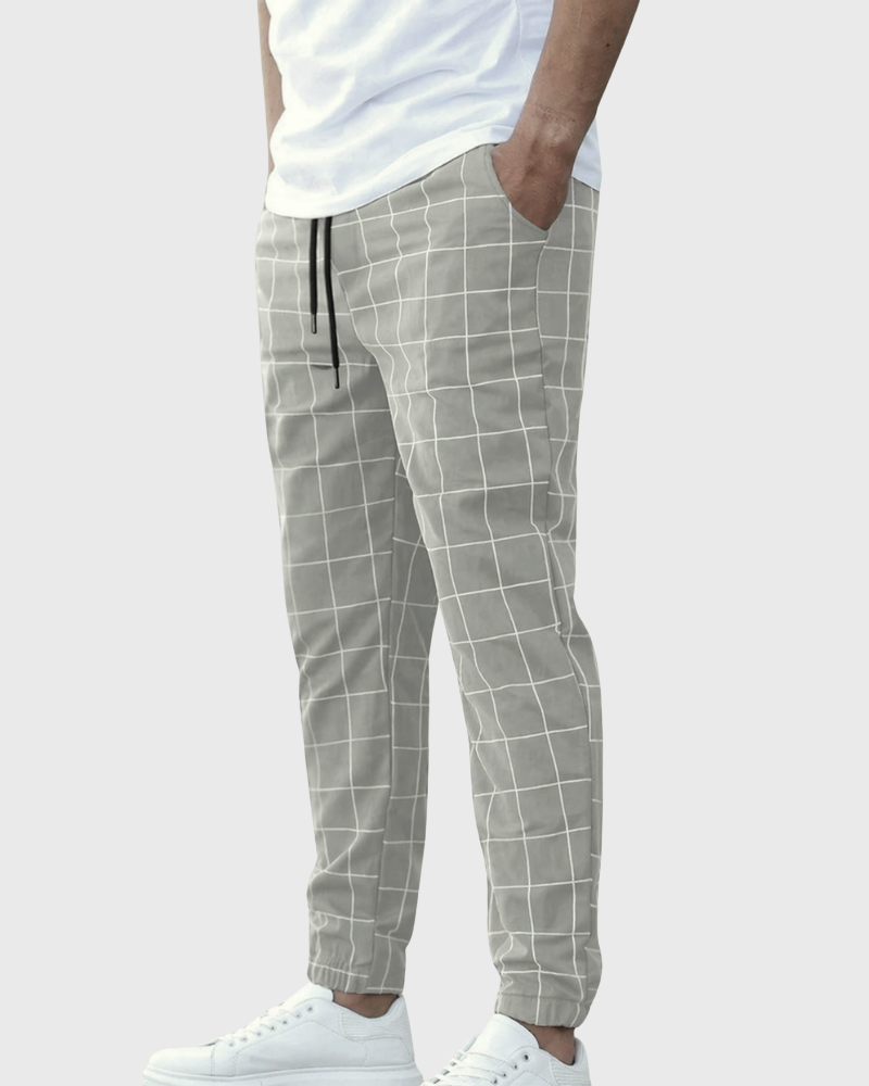 Men's Checked Jogger Trousers for Everyday Casual Wear