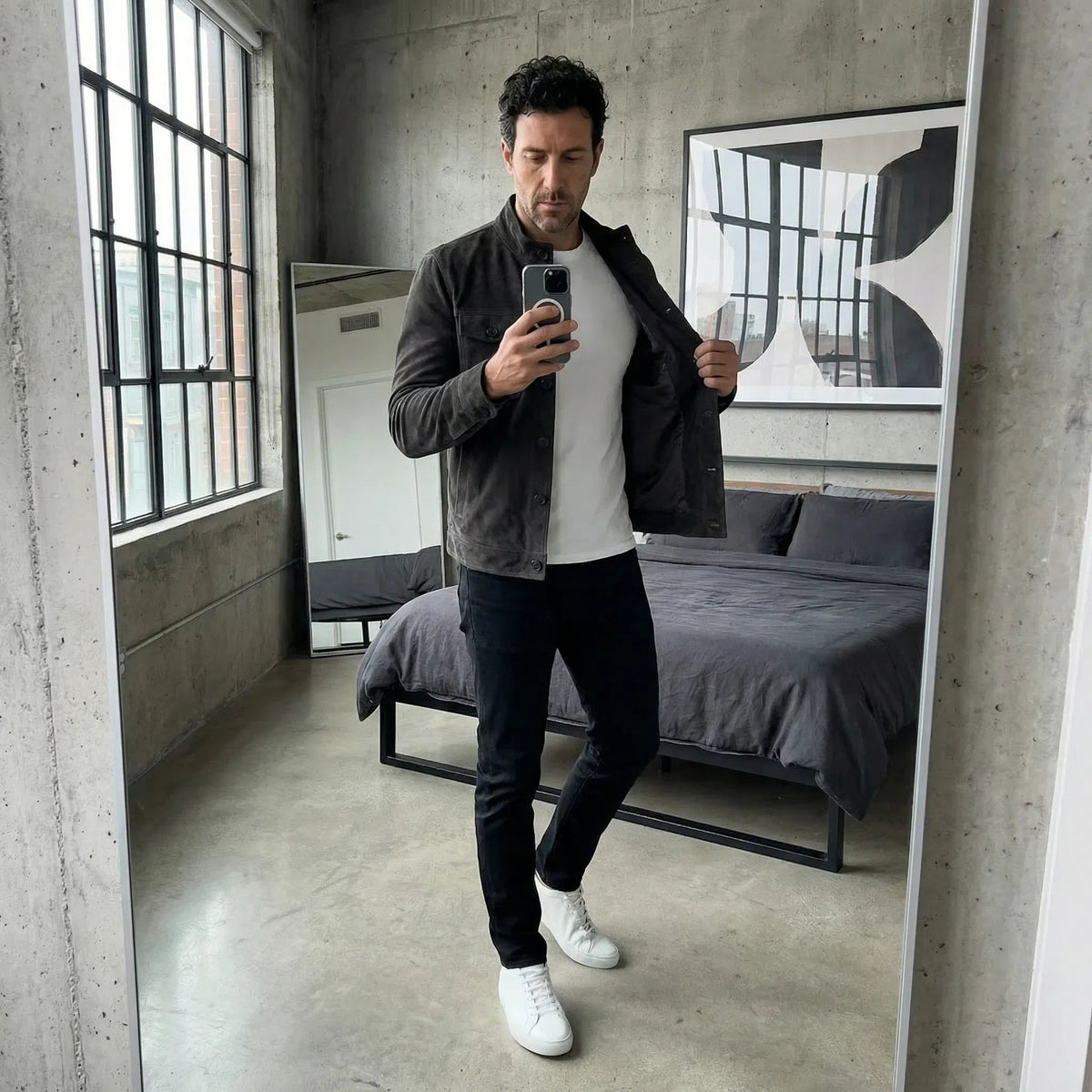 Men's Classic Button Front Jacket With Utility Pockets