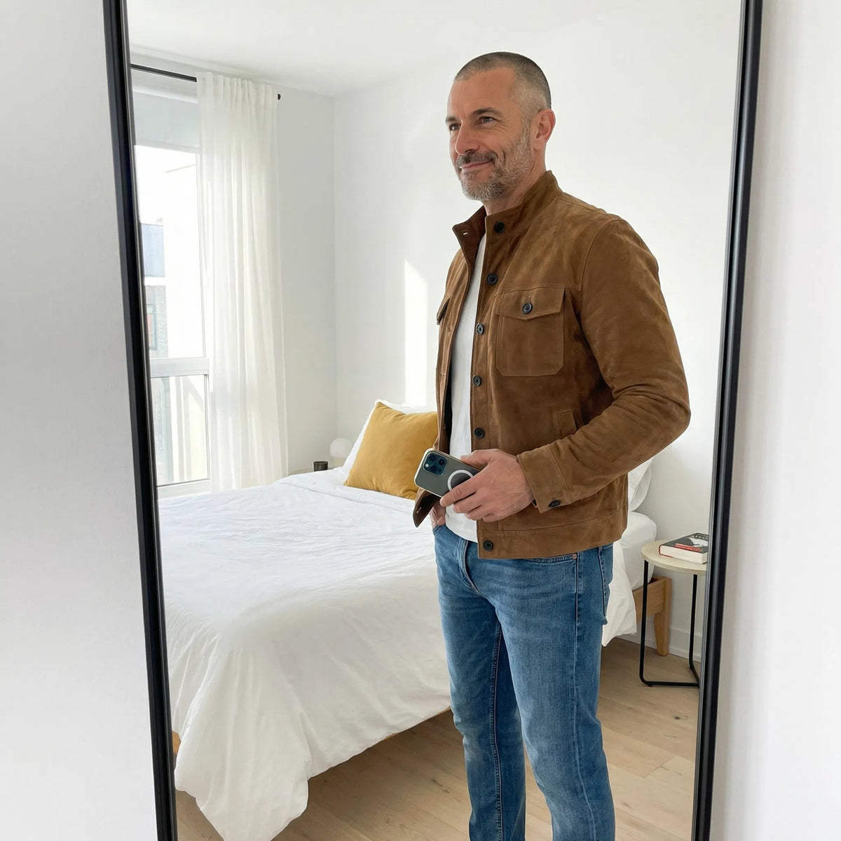 Men's Classic Button Front Jacket With Utility Pockets