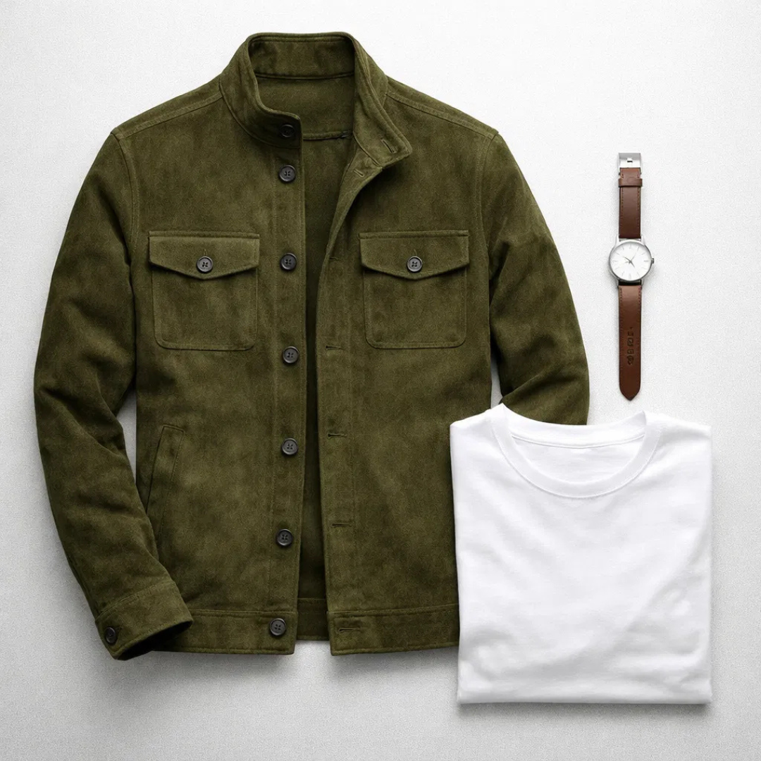 Men's Classic Button Front Jacket With Utility Pockets