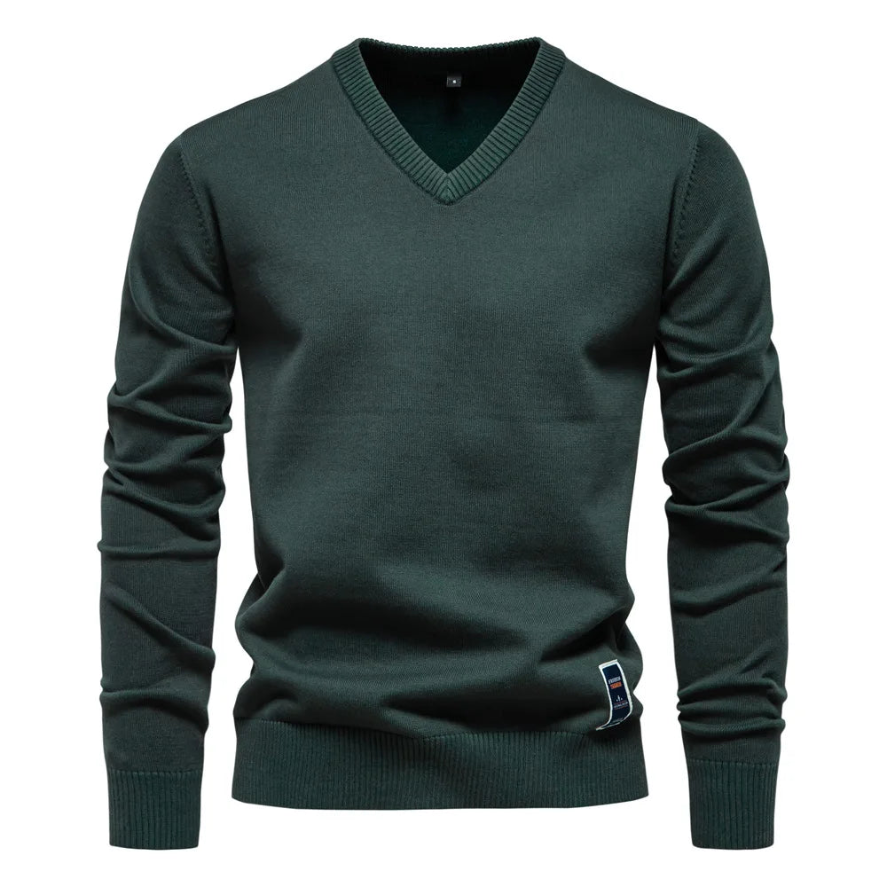 Men's Classic V-Neck Sweater for Autumn Winter Wear