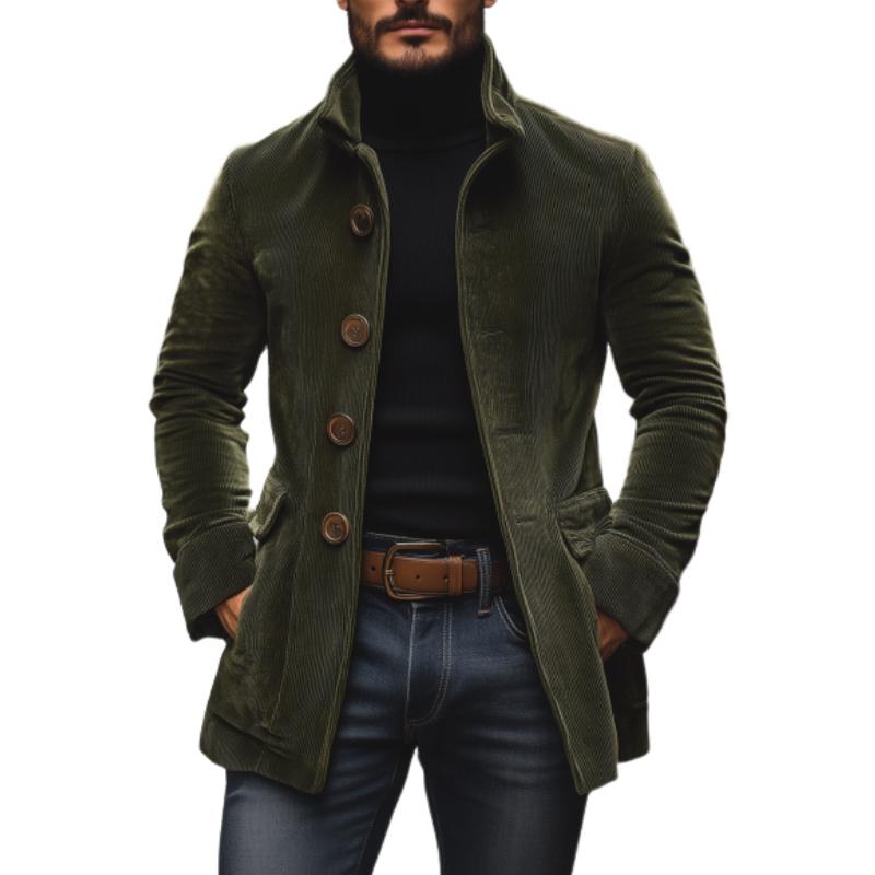 Men's Corduroy Buttoned Jacket for Autumn Winter Wear