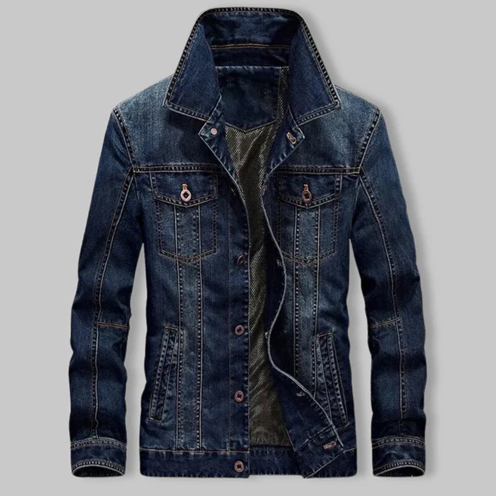 Men's Denim Jacket for Autumn Winter Everyday Wear