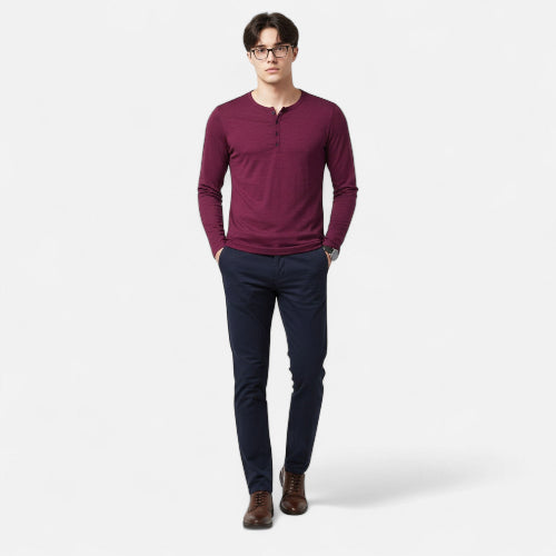 Men's Henley Shirt for Autumn and Winter