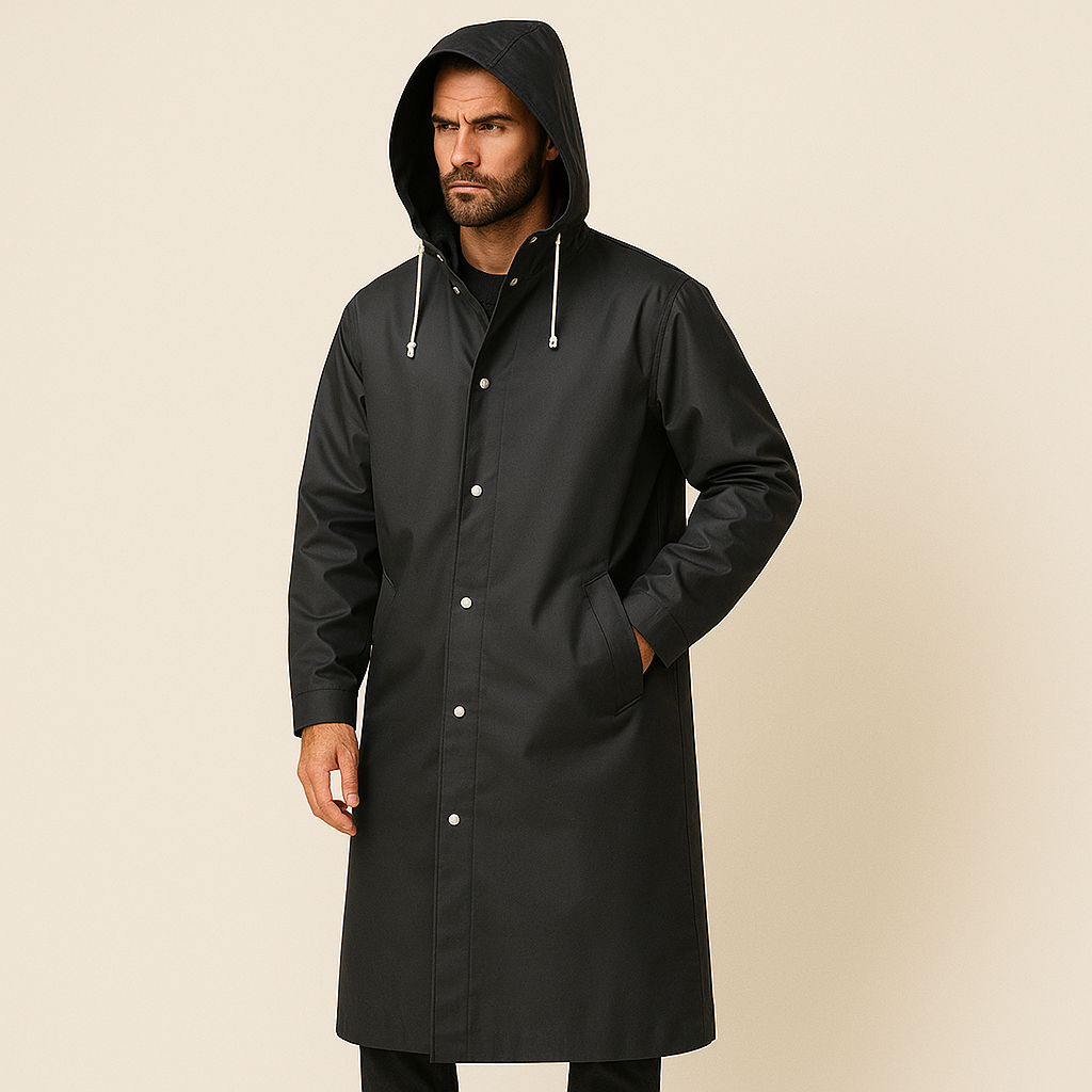 Men's Hooded Longline Jacket for Autumn Winter Wear