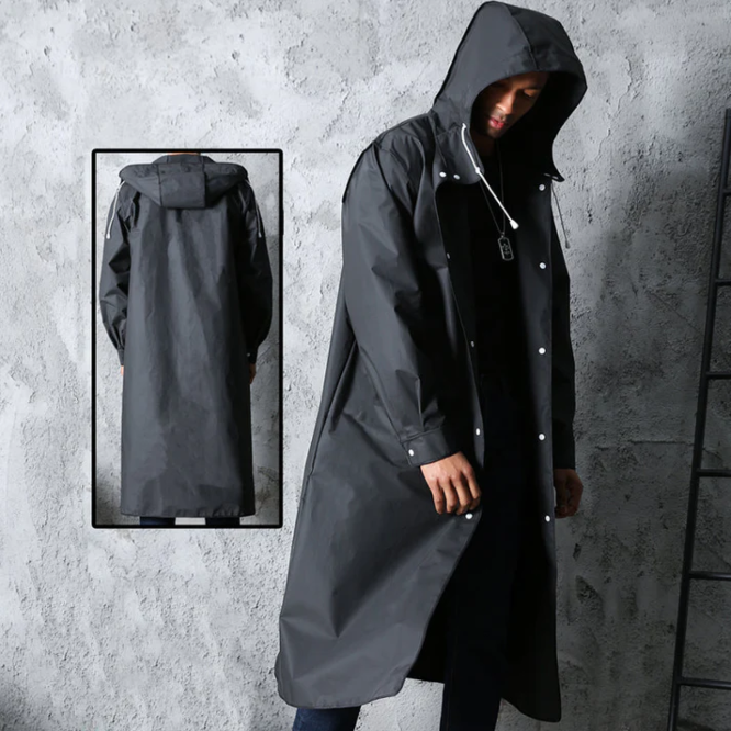Men's Hooded Longline Jacket for Autumn Winter Wear
