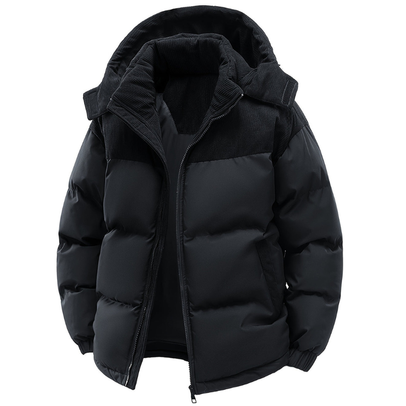 Men's Hooded Puffer Jacket for Autumn Winter Outdoor