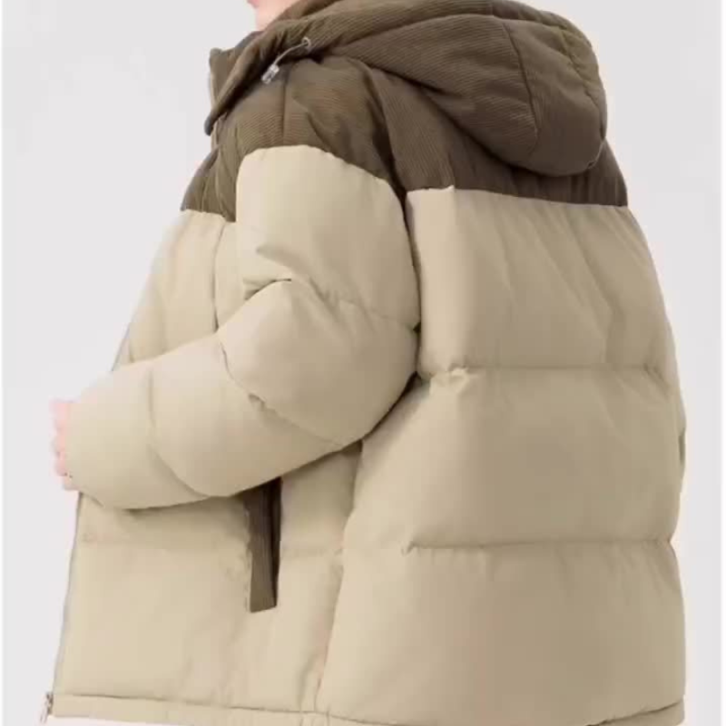 Men's Hooded Puffer Jacket for Autumn Winter Outdoor