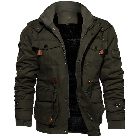 Men's Hooded Utility Jacket for Autumn Winter Wear