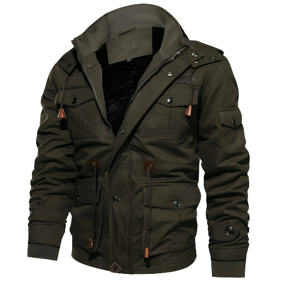 Men's Hooded Utility Jacket for Autumn Winter Wear
