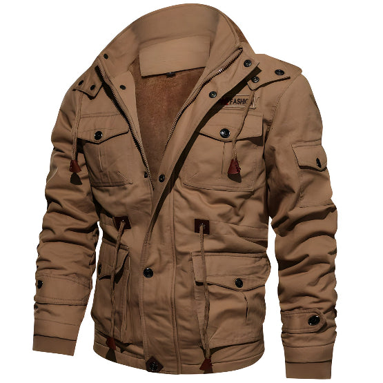 Men's Hooded Utility Jacket for Autumn Winter Wear