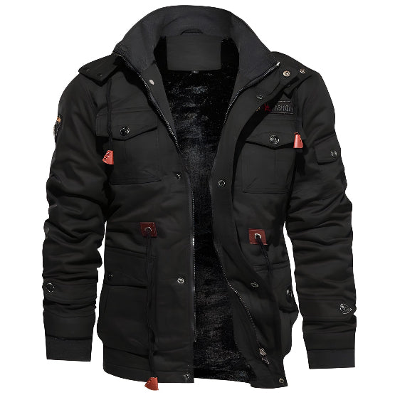 Men's Hooded Utility Jacket for Autumn Winter Wear