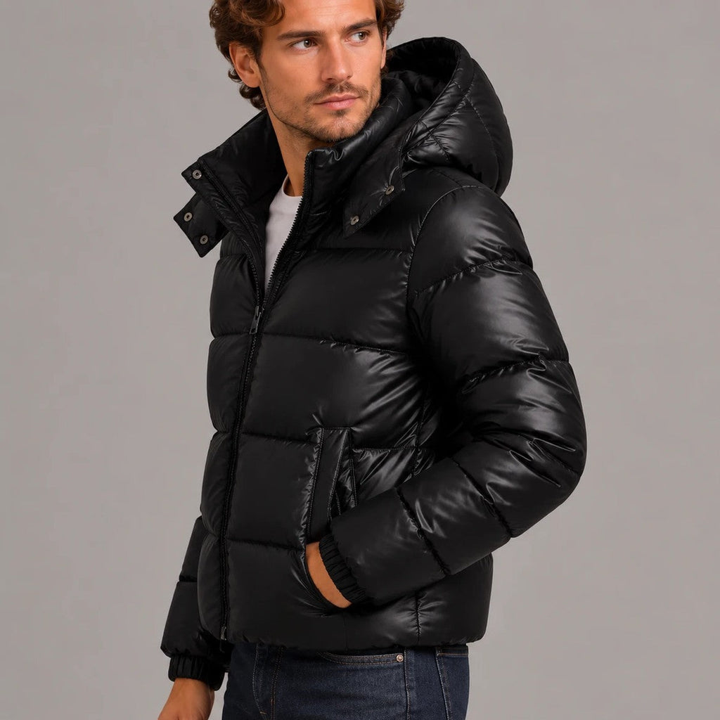 Men's Padded Jacket with Hood for Cold Days