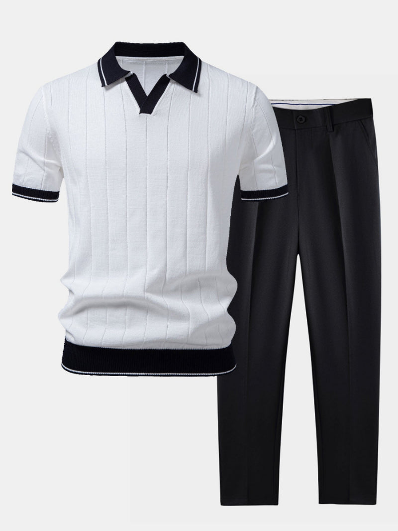 Men's Polo Shirt and Trousers Coordinated Set