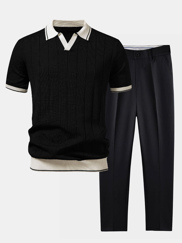 Men's Polo Shirt and Trousers Coordinated Set