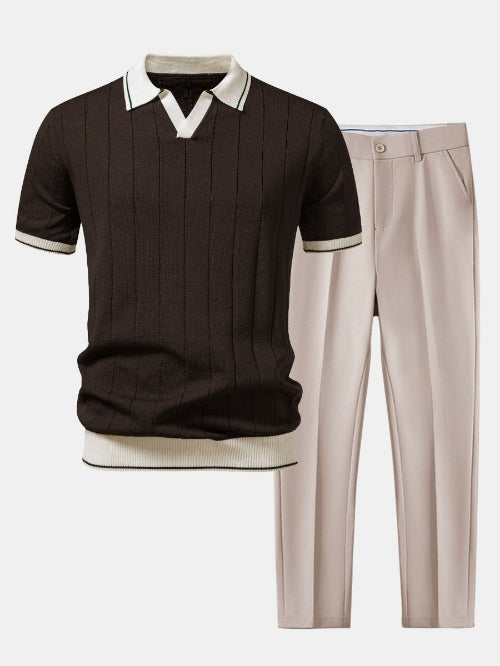 Men's Polo Shirt and Trousers Coordinated Set