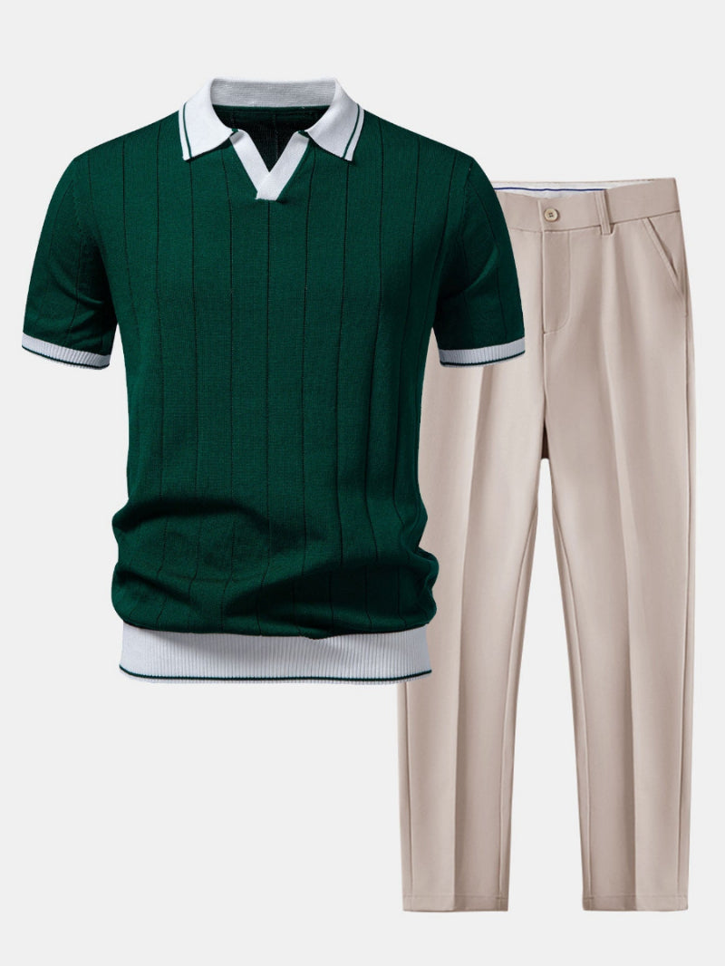 Men's Polo Shirt and Trousers Coordinated Set