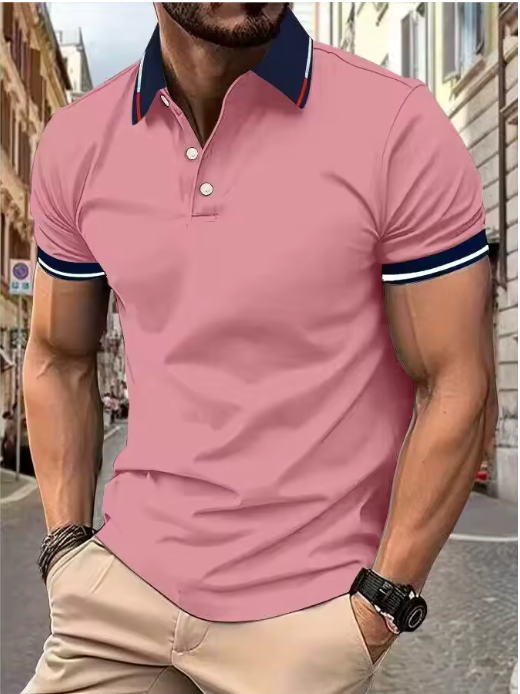 Men's Polo Shirt with Contrast Collar Trim