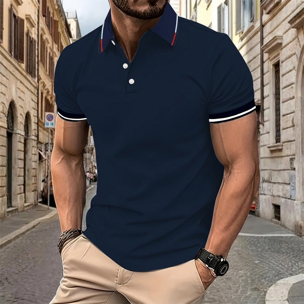 Men's Polo Shirt with Contrast Collar Trim