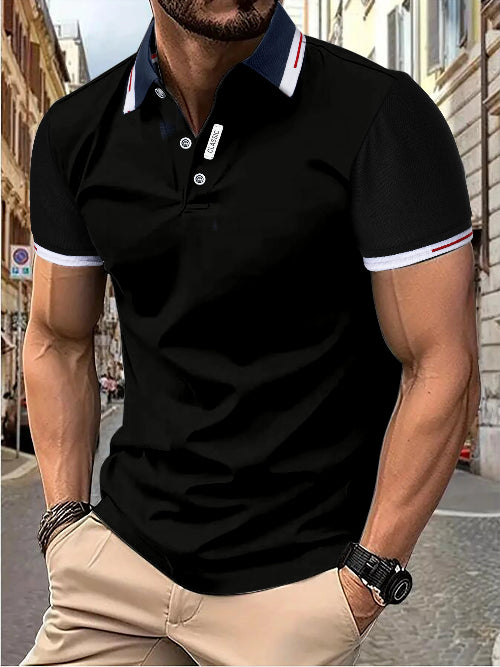 Men's Polo Shirt with Contrast Collar Trim