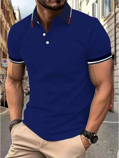 Men's Polo Shirt with Contrast Collar Trim
