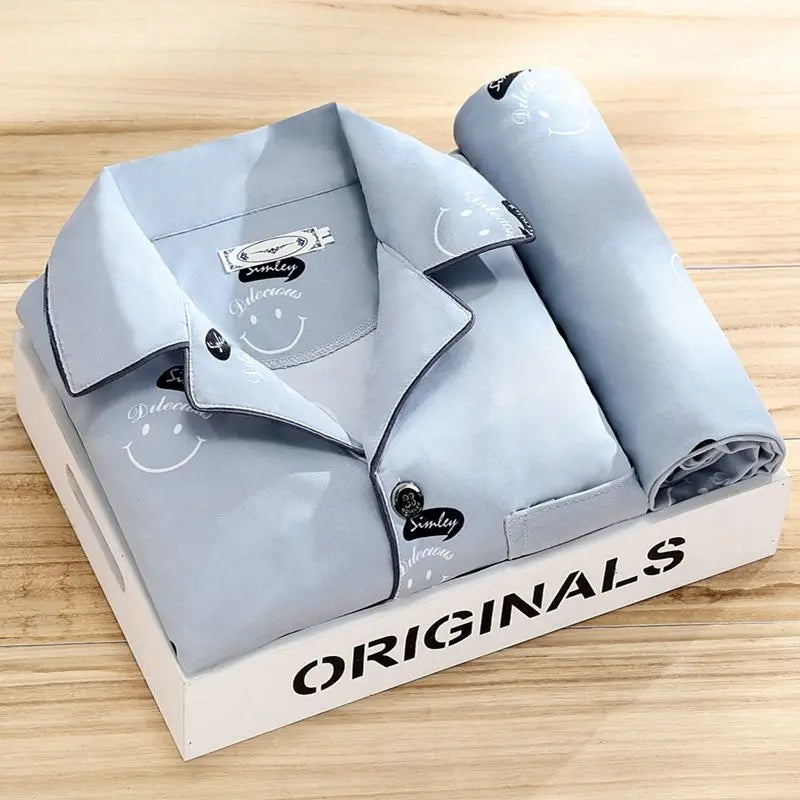 Men's Printed Long Sleeve Pajama Set for Winter