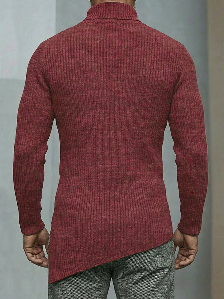 Men's Ribbed Turtleneck Sweater for Cooler Days