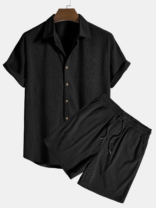 Men's Short Sleeve Shirt and Shorts Set