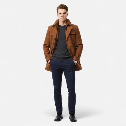 Men's Structured Coat for Autumn Winter Wear