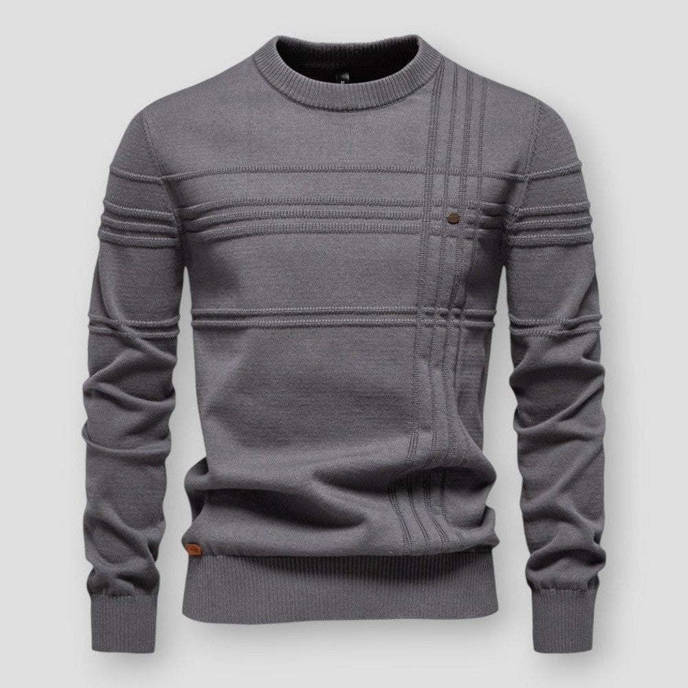 Men's Textured Crew Neck Knit Sweater Everyday Wear