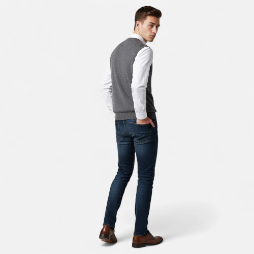 Men's V-Neck Sweater Vest for Autumn Wear