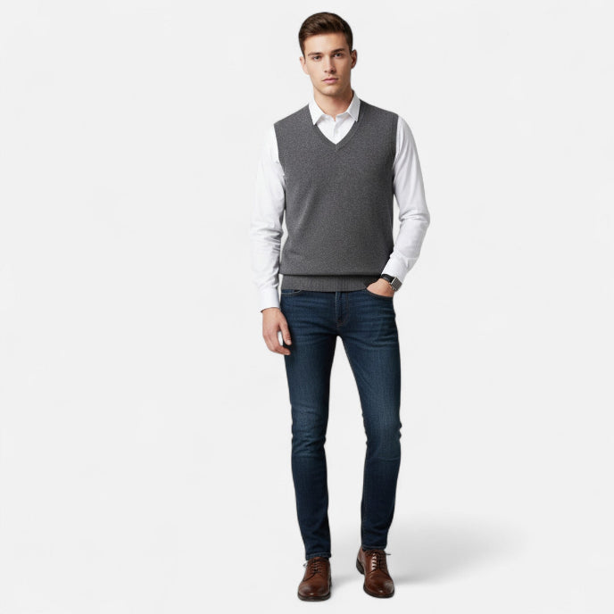 Men's V-Neck Sweater Vest for Autumn Wear